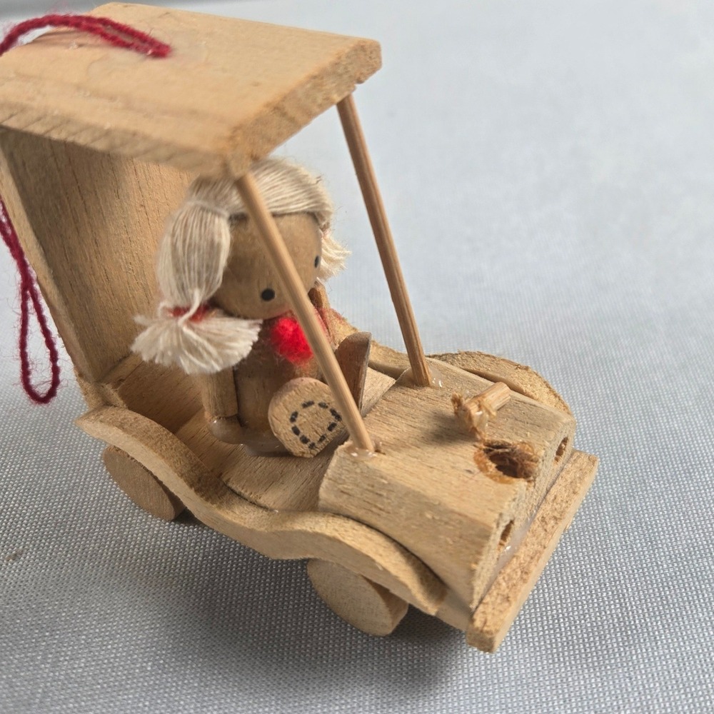 Vintage Yuletots Wooden Christmas Ornaments Set Handcrafted Wood Figurines w Box - Picture 7 of 7